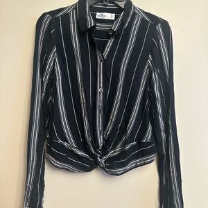 Hollister Striped Twist Front Button Down Size S